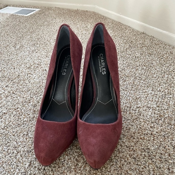 Charles by Charles David Formal Heels Size 9 Suede Maroon Heels Party Classy - Picture 2 of 8